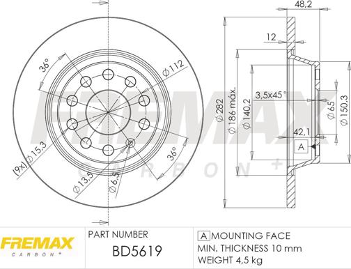 FREMAX BD-5619 - Гальмівний диск avtolavka.club