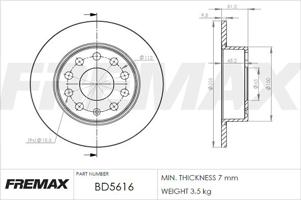 FREMAX BD-5616 - Гальмівний диск avtolavka.club