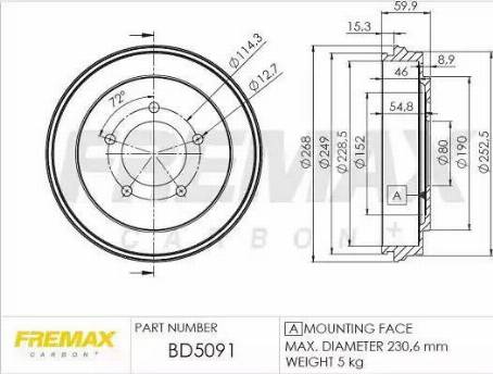 FREMAX BD-5091 - Гальмівний барабан avtolavka.club