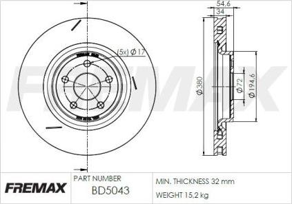 FREMAX BD-5043 - Гальмівний диск avtolavka.club