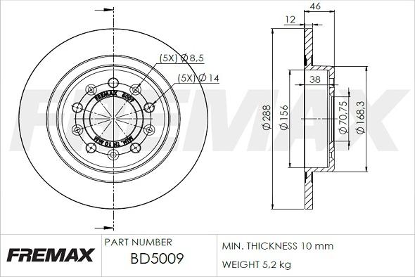 FREMAX BD-5009 - Гальмівний диск avtolavka.club