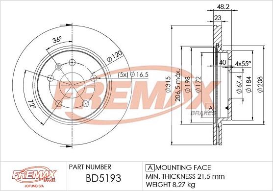 FREMAX BD-5193 - Гальмівний диск avtolavka.club