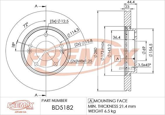 FREMAX BD-5182 - Гальмівний диск avtolavka.club