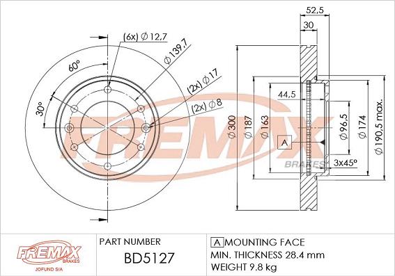 FREMAX BD-5127 - Гальмівний диск avtolavka.club