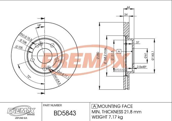 FREMAX BD-5843 - Гальмівний диск avtolavka.club