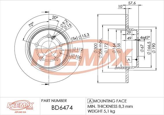 FREMAX BD-6474 - Гальмівний диск avtolavka.club