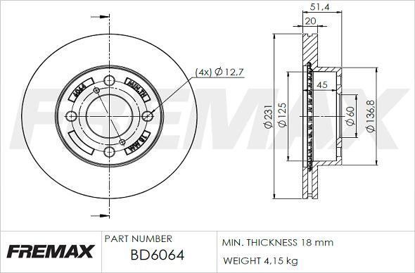 FREMAX BD-6064 - Гальмівний диск avtolavka.club