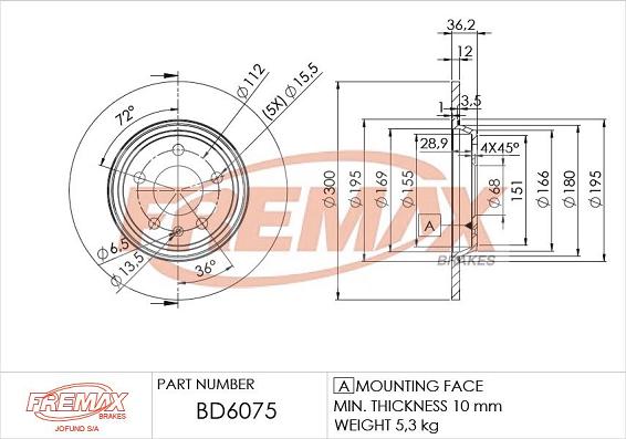 FREMAX BD-6075 - Гальмівний диск avtolavka.club