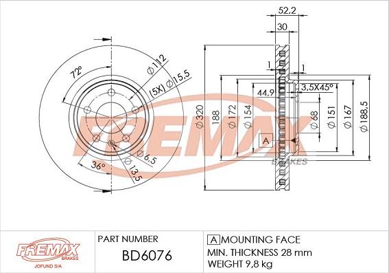 FREMAX BD-6076 - Гальмівний диск avtolavka.club