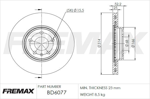 FREMAX BD-6077 - Гальмівний диск avtolavka.club