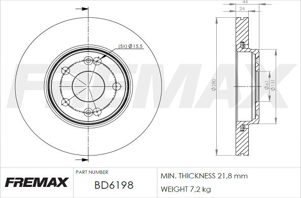 FREMAX BD-6198 - Гальмівний диск avtolavka.club