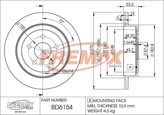 FREMAX BD-6154 - Гальмівний диск avtolavka.club