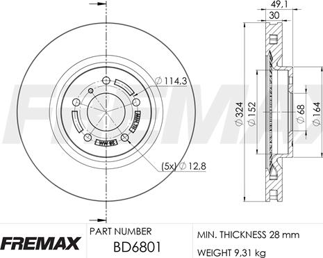 FREMAX BD-6801 - Гальмівний диск avtolavka.club