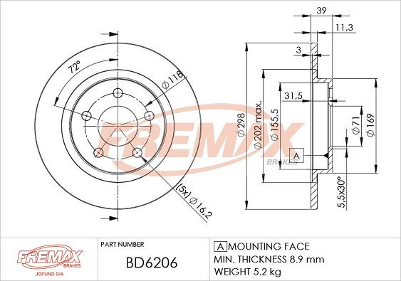 FREMAX BD-6206 - Гальмівний диск avtolavka.club