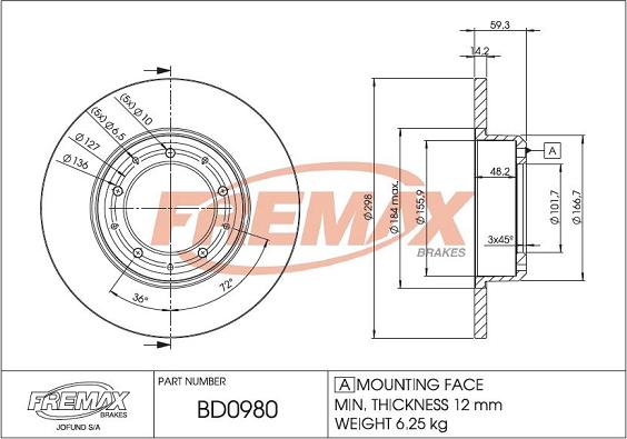 FREMAX BD-0980 - Гальмівний диск avtolavka.club