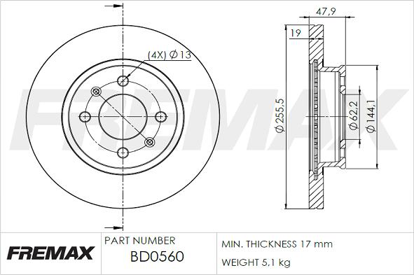 FREMAX BD-0560 - Гальмівний диск avtolavka.club