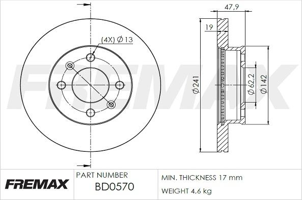 FREMAX BD-0570 - Гальмівний диск avtolavka.club