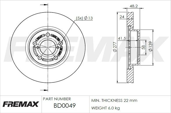 FREMAX BD-0049 - Гальмівний диск avtolavka.club