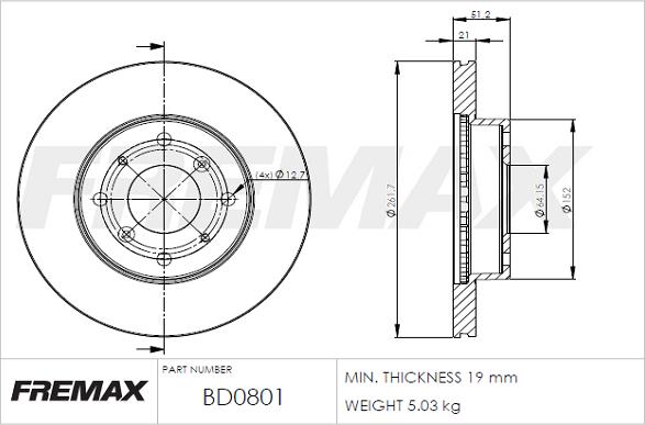 FREMAX BD-0801 - Гальмівний диск avtolavka.club