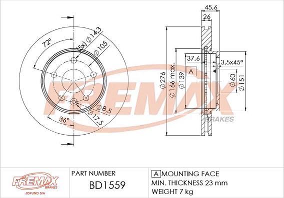 FREMAX BD-1559 - Гальмівний диск avtolavka.club