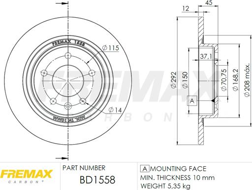 FREMAX BD-1558 - Гальмівний диск avtolavka.club