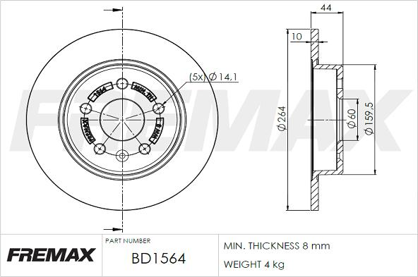 FREMAX BD-1564 - Гальмівний диск avtolavka.club