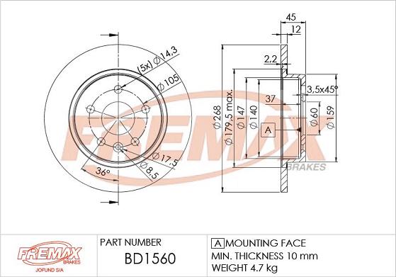 FREMAX BD-1560 - Гальмівний диск avtolavka.club