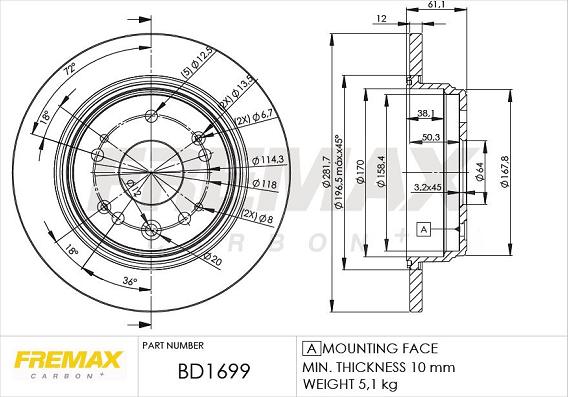 FREMAX BD-1699 - Гальмівний диск avtolavka.club