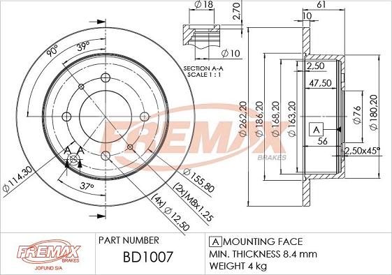 FREMAX BD-1007 - Гальмівний диск avtolavka.club