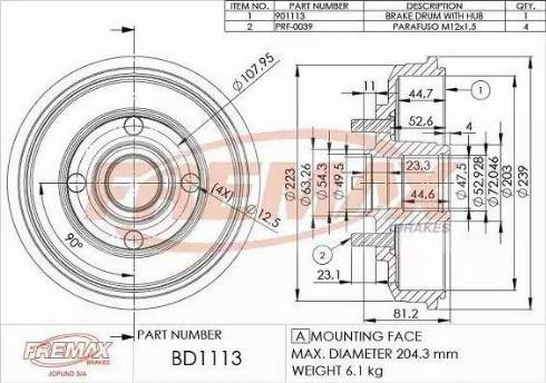 FREMAX BD-1113 - Гальмівний барабан avtolavka.club