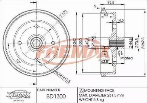 FREMAX BD-1300 - Гальмівний барабан avtolavka.club