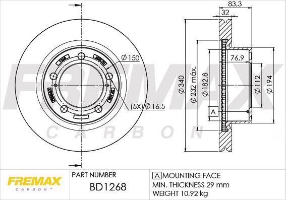 FREMAX BD-1268 - Гальмівний диск avtolavka.club