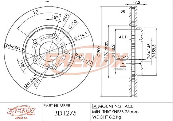 FREMAX BD-1275 - Гальмівний диск avtolavka.club