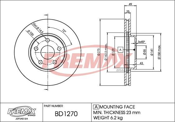 FREMAX BD-1270 - Гальмівний диск avtolavka.club