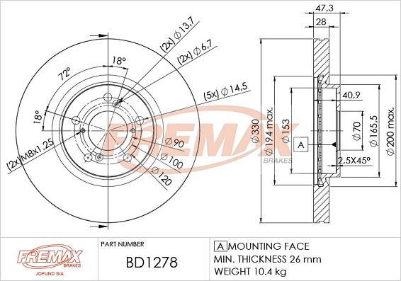 FREMAX BD-1278 - Гальмівний диск avtolavka.club