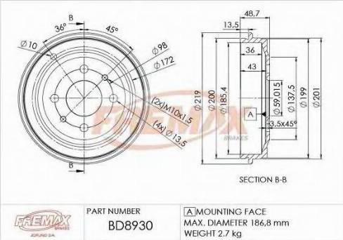 FREMAX BD-8930 - Гальмівний барабан avtolavka.club