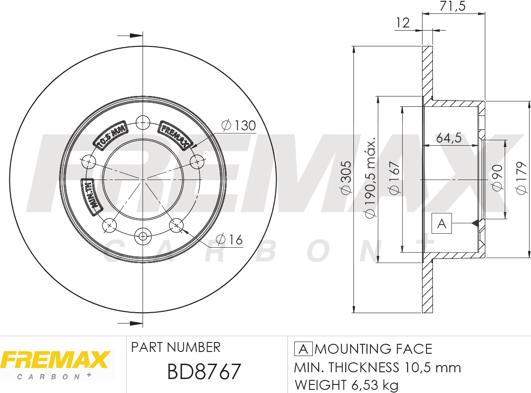 FREMAX BD-8767 - Гальмівний диск avtolavka.club