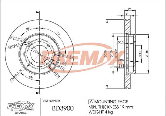 FREMAX BD-3900 - Гальмівний диск avtolavka.club