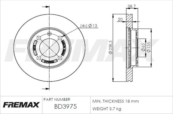 FREMAX BD-3975 - Гальмівний диск avtolavka.club