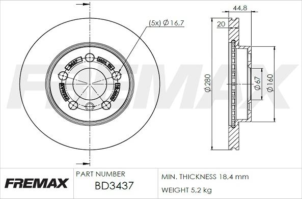 FREMAX BD-3437 - Гальмівний диск avtolavka.club