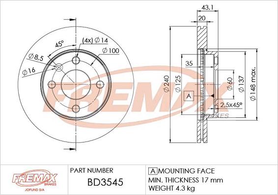 FREMAX BD-3545 - Гальмівний диск avtolavka.club