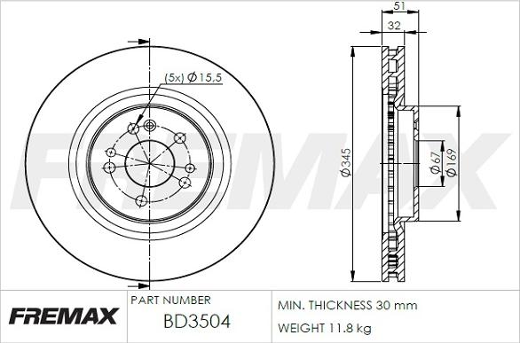 FREMAX BD-3504 - Гальмівний диск avtolavka.club