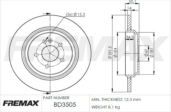 FREMAX BD-3505 - Гальмівний диск avtolavka.club