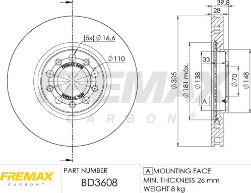 FREMAX BD-3608 - Гальмівний диск avtolavka.club