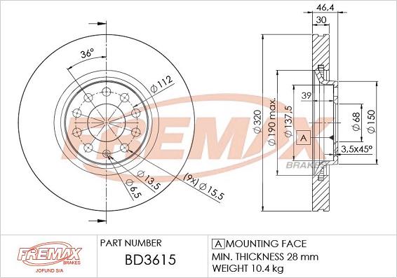 FREMAX BD-3615 - Гальмівний диск avtolavka.club