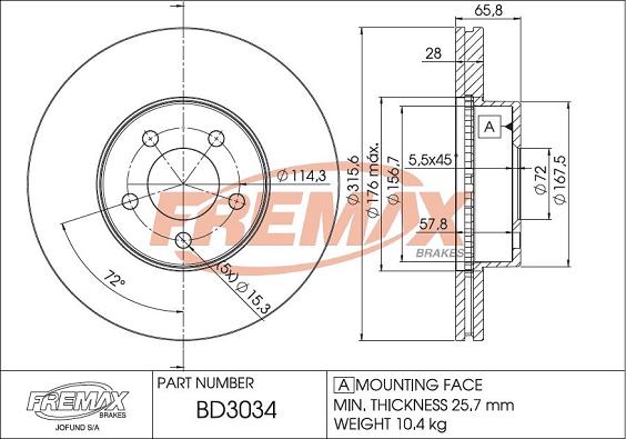 FREMAX BD-3034 - Гальмівний диск avtolavka.club