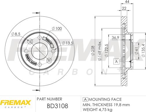 FREMAX BD-3108 - Гальмівний диск avtolavka.club