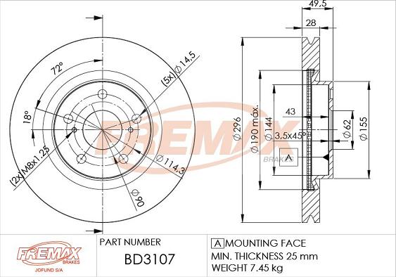 FREMAX BD-3107 - Гальмівний диск avtolavka.club