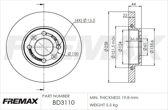 FREMAX BD-3110 - Гальмівний диск avtolavka.club