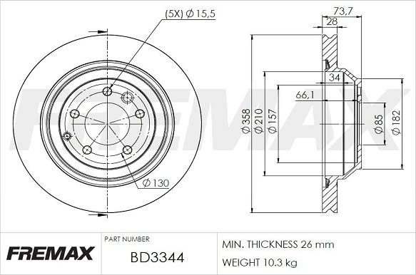 FREMAX BD-3344 - Гальмівний диск avtolavka.club